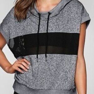 Lorna Jane Gray Mesh Sleeveless Hoodie Pullover Sweater Sz M